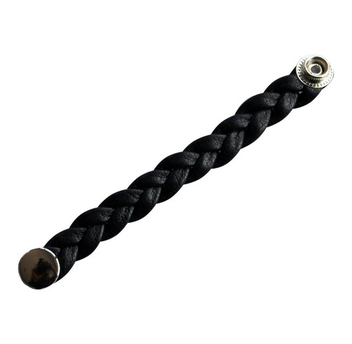 Plain braided black leather - braided,