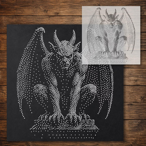 Gargoyle stipple art stencil - gargoyle,