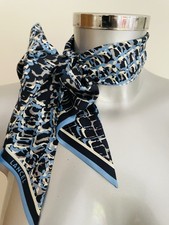 $125 New LANCEL Paris MOTIF Silk Scarf/ Twilly Neck Scarf. Brand New With Pouch