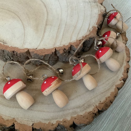 Wood toadstool garland - toadstool,