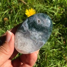 Moss Agate Palmstone Crystal