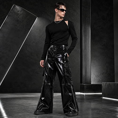 Men black glossy pvc - glossy, cargo