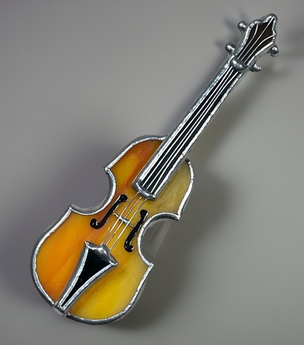 Vintage stained glass violin - vintage,