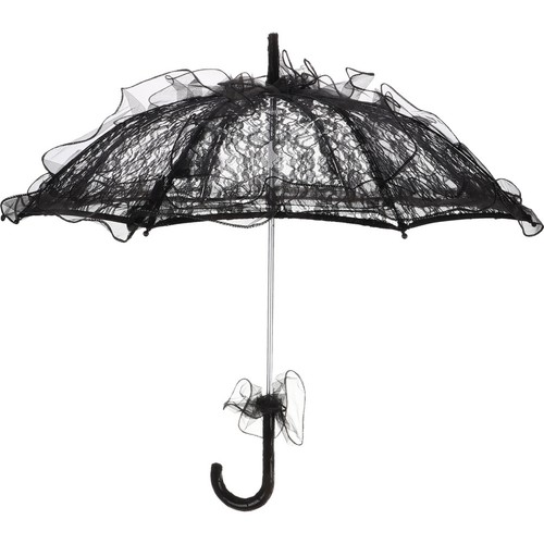Decorative black lace parasol - black,