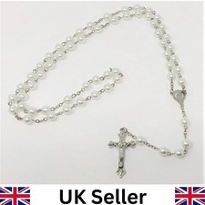 White rosary beads - beads, silver