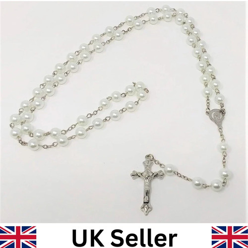 White rosary beads - with, silver