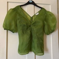 New Topshop Green Embroidered