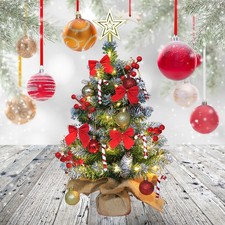 Mini Christmas Tree 60cm Artificial Tree with Battery-Operated Lights for Table