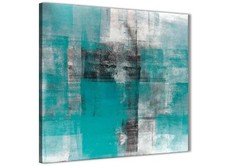 Teal Black White Painting Kitchen Canvas Accessories - Abstract 1s399s - 49cm