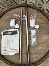 AARON Shower Head Riser Rail Assembly. White Plastic & Stainless Tube. Unused.