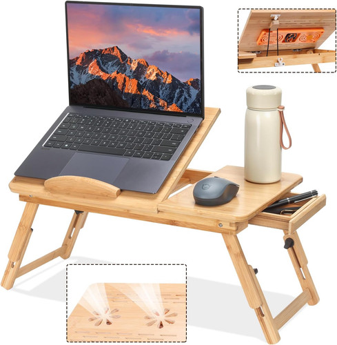 Adjustable bamboo laptop desk - adjustable,