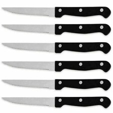 6x Steak Knives Set – Stainless Steel Table Cutlery Serrated Kitchen Knife Set