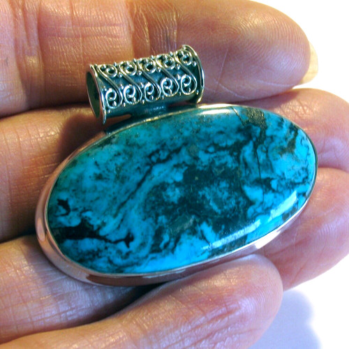 Real turquoise pendant with - real,