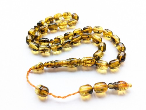 Pressed polish amber - amber, rosary