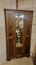 Vintage, Antique Wooden Corner Mirror Door Wardrobe
