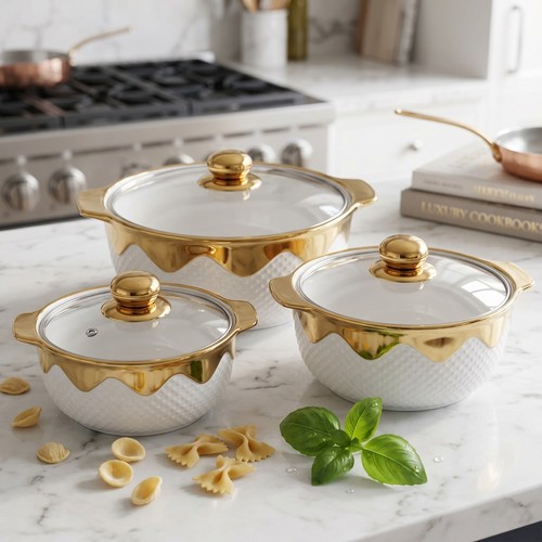 White ceramic serving bowl set - white,