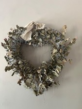 Wicker Heart Wreath White Natural Rustic 60cm Door Willow dried flowers