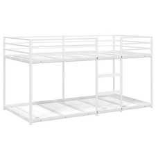 Bunk Bed without Mattress Bed Frame Loft Bed Home Bedstead White Steel vidaXL
