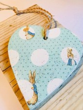 Peter Rabbit Handcrafted Hanging Wooden Heart 