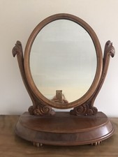 Vintage Pine Freestanding Oval Dressing Table Swing Mirror with storage 