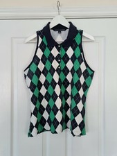 TOMMY HILFIGER Argyle Golf Polo Vest Jumper - Womens XL/UK 14  Harlequin Diamond