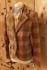 JOULES UK 14 TWEED GRANSTAND JACKET RIDING TRUFFLE BROWN GREEN PINK CHECK VELVET