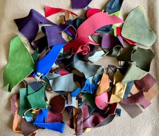 LEATHER OFFCUTS SCRAPS - VARIOUS COLOURS - CRAFT WORK