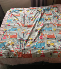 Lined Nursery Curtains Construction Vehicles By Happy Linen. 60 in x 53 in drop.