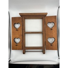 VTG Wood Wall Shelf Heart Cutout Display Rack Organizer Towel Bar Cottagecore