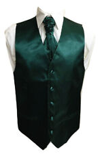 Men's Satin Waistcoat Vest + Matching Cravat 2 Pcs Set For Suit Wedding
