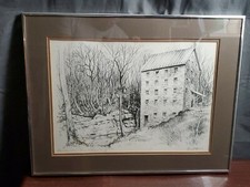 Kenneth Harris "Beverley's Mill, Prince William County" -Signed, Matted & Framed