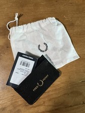 FRED PERRY Leather Black Card Holder L4309 BNWT RRP £45 with FP cloth bag