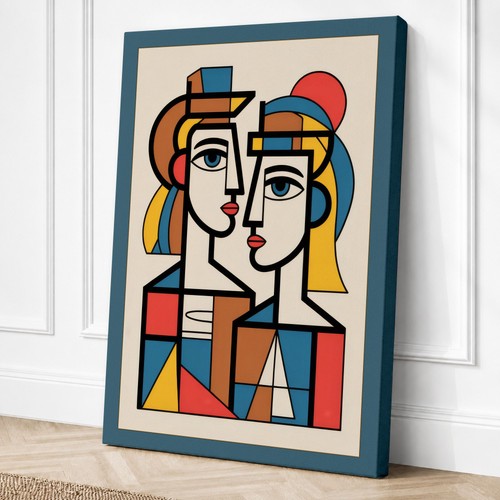 Geometric heads profile art - geometric, in