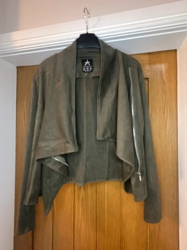 Khaki green faux - khaki, suede