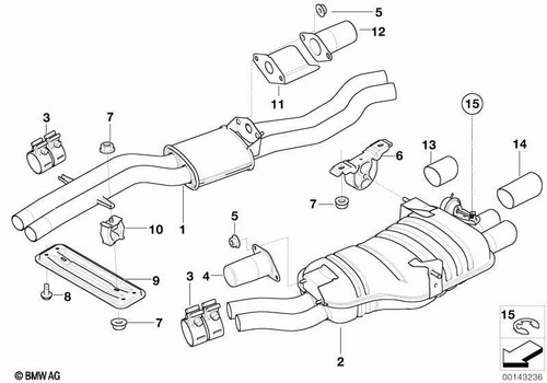 Bmw genuine rear - genuine, silencer