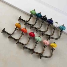 Antique Ceramic Coat Hook Wall Mounted Hat Bag Key Hanger Home Decor Colourful