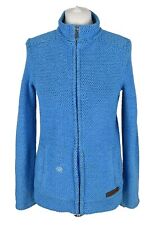 WEIRD FISH Blue Jumper Size Uk 10 Womens Full Zip Macaroni Cotton Polyester