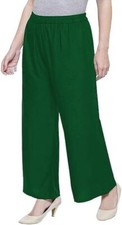 Ladies Womens Plain Palazzo Trousers Baggy Wide Leg Flared Pants 8-26