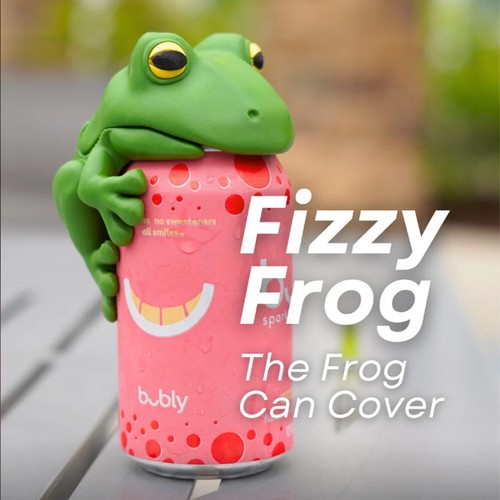 Frog can cover reusable - cover, soda