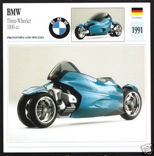 1991 BMW Three-Wheeler 1000cc 3-Wheel Show Bike Motorcycle Photo Spec Sheet Card