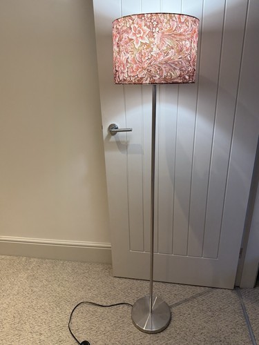 Chrome floor lamp with - , pink