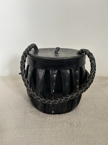 Vintage leather vanity storage - vintage,