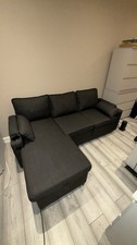 L Shaped Sofa Sleeper Bed with Storage Unit Large USB Charging Ports Grey Fabric