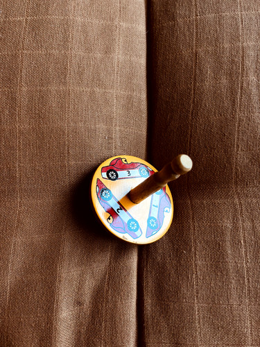 Wooden race car spinning top - race,