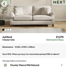 next ashford  3 Seater Sofa