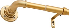 Gold curved curtain rod Adjustable curtain track 30 to 126 inches Retractable