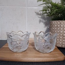 Mikasa walther glas Christmas Story Candle Holders Vintage Crystal Votive Set