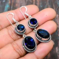 London Blue Topaz Gemstone Handmade Gift Jewelry Earring 1.97" E978