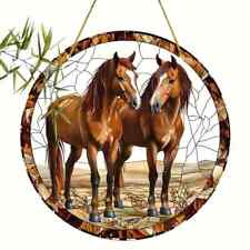 HD Horses Round Sun Catcher