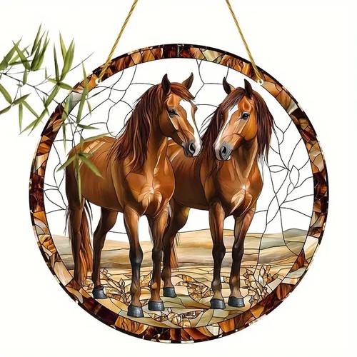 Horses suncatcher stained - horses,